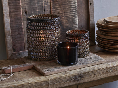 Lama telysholder sotet glass