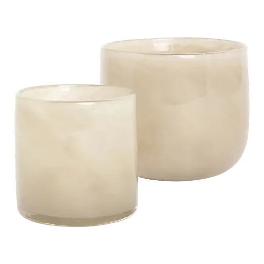 Lama lyslykt buet glass Ø14 Støvgrå