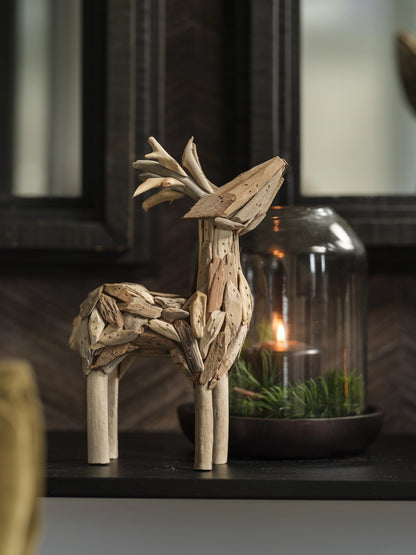 Lama Namur lyslykt glass mørk trebase