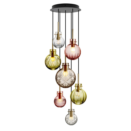 KRYSTALLKULE TAKLAMPE BOHEMSK KRYSTALL 7 STK