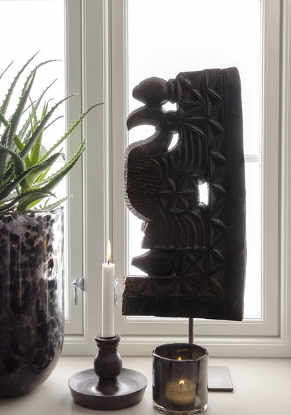 Lama telysholder sotet glass