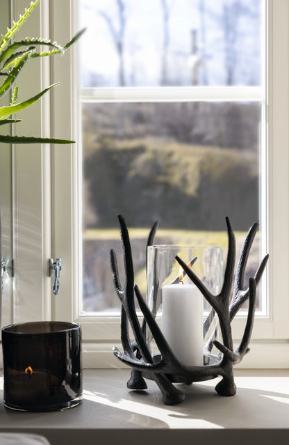 Lama telysholder sotet glass