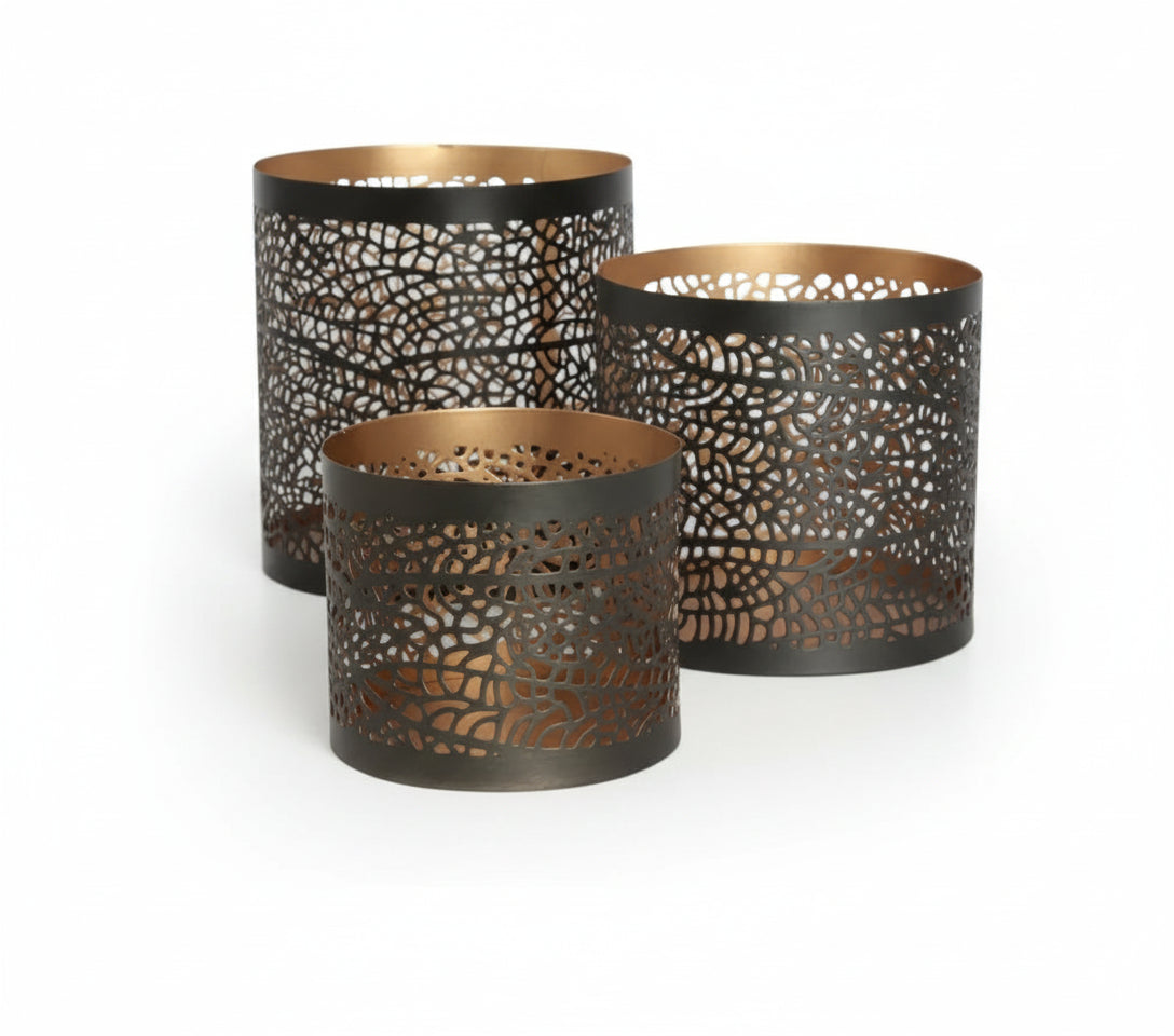 Halvor Bakke Comas lyslykt 3-pk Koksgrå med gull