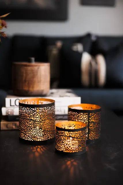 Halvor Bakke Comas lyslykt 3-pk Koksgrå med gull