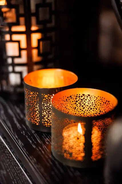 Halvor Bakke Lagos lyslykt 2-pk Ø9 Koksgrå med gull