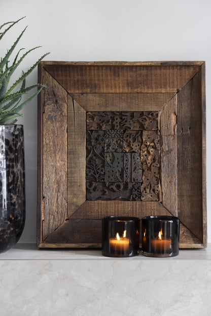 Lama telysholder sotet glass