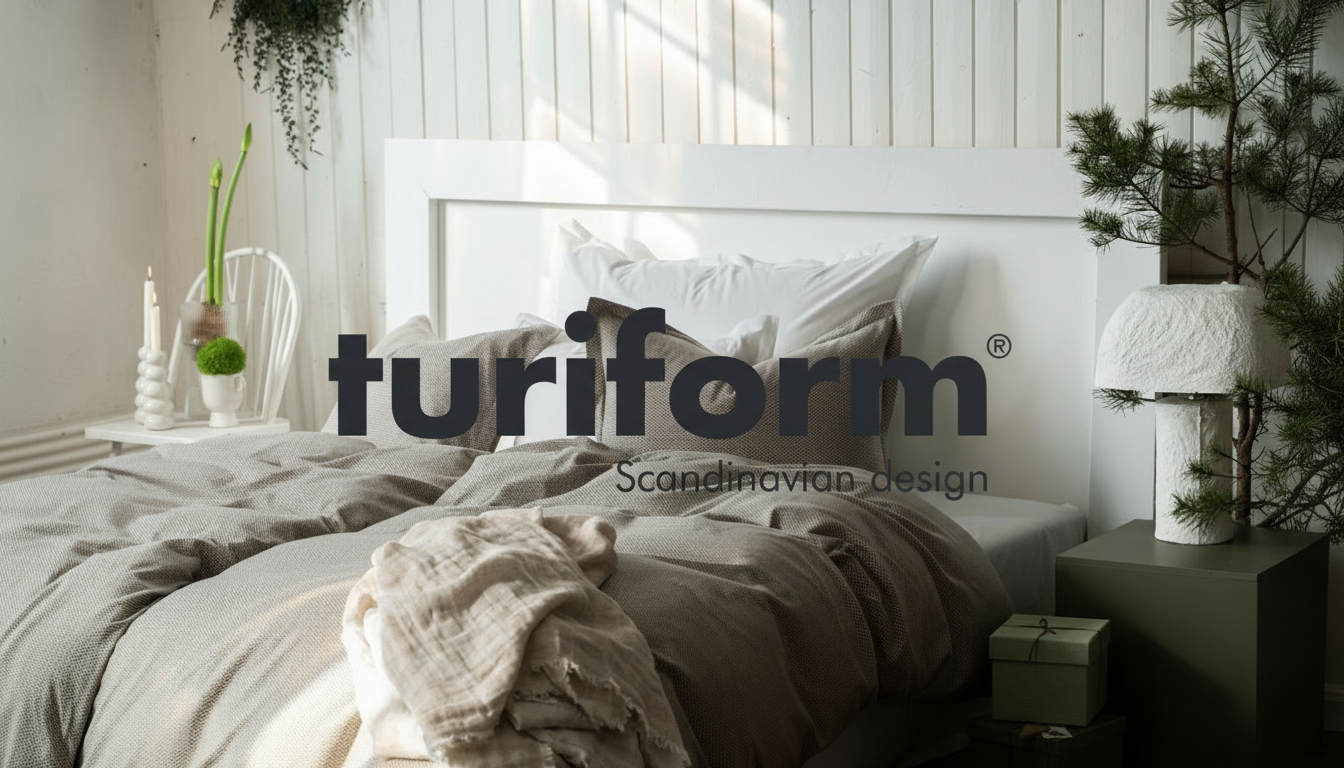 turiform logo sentrert i grønt soveromsbilde
